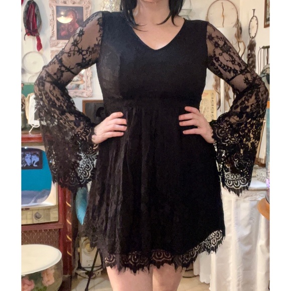 Love Witch Lace Bell Sleeved Mini Dress - Picture 5 of 9
